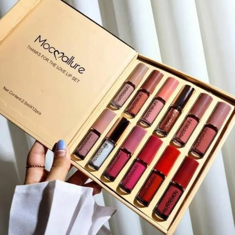 12 Pcs Mocallure Matte Liquid Lipstick Set | High-Pigment, Waterproof & Long-Lasting